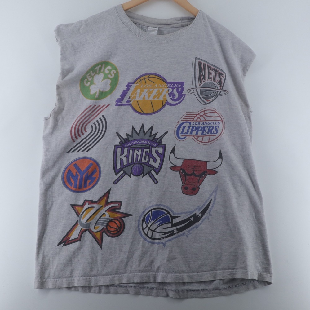 Unbranded NBA Multi-Team Muscle Tee Mens XXL Gray Cut-Off Graphic Good